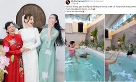Phương Oanh đáp trả chuyện quý tử tập bơi, mẹ chồng cũng xuất hiện nói một câu rõ mối quan hệ